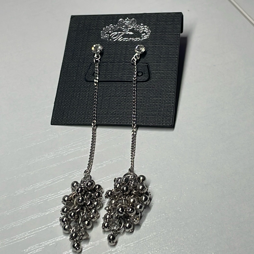 Chandelier Dangle Drop Silver Crystal Ball Earrings